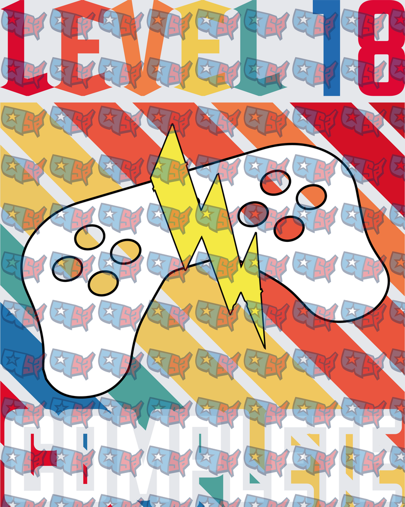 Level 18 Complete Gaming Controller Lightning Bolt (DTF)