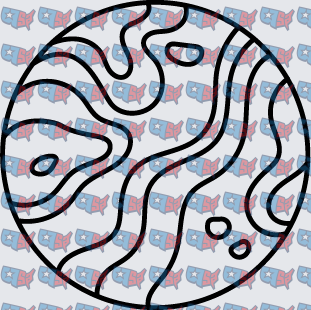 Bold Circular Wavy Line Abstract Design (DTF)
