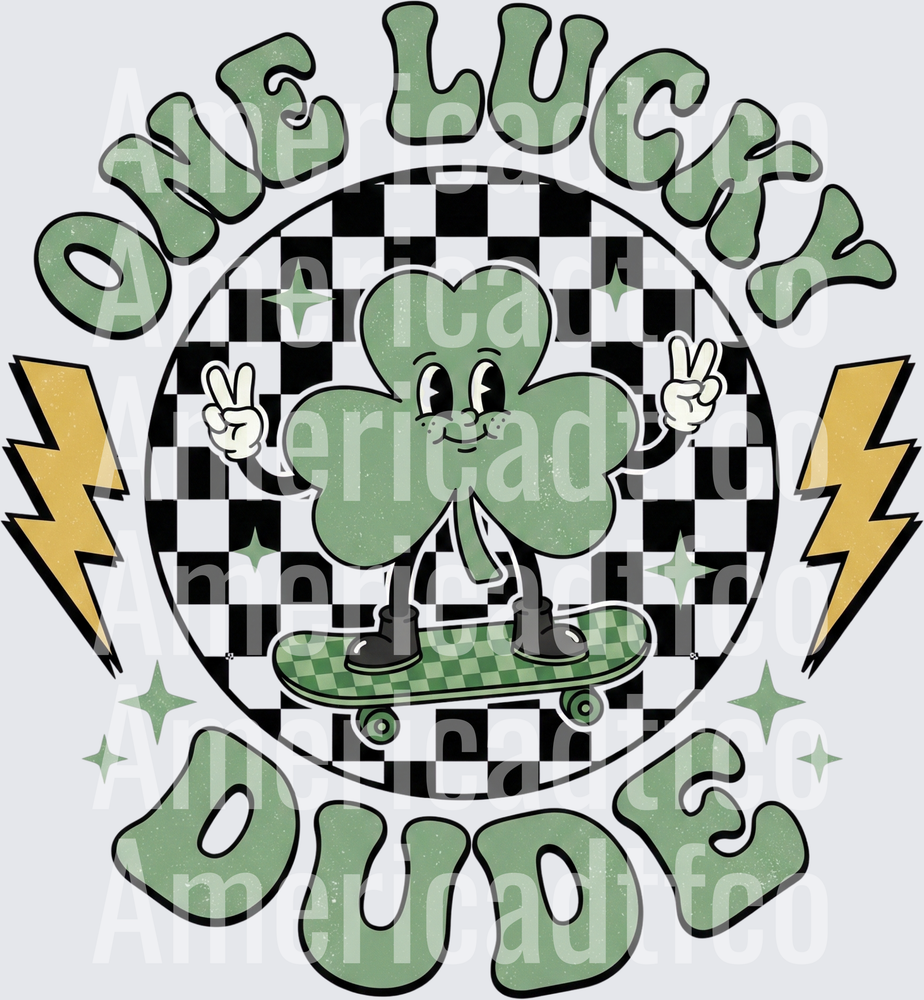One Lucky Dude Retro Shamrock Skater (DTF)