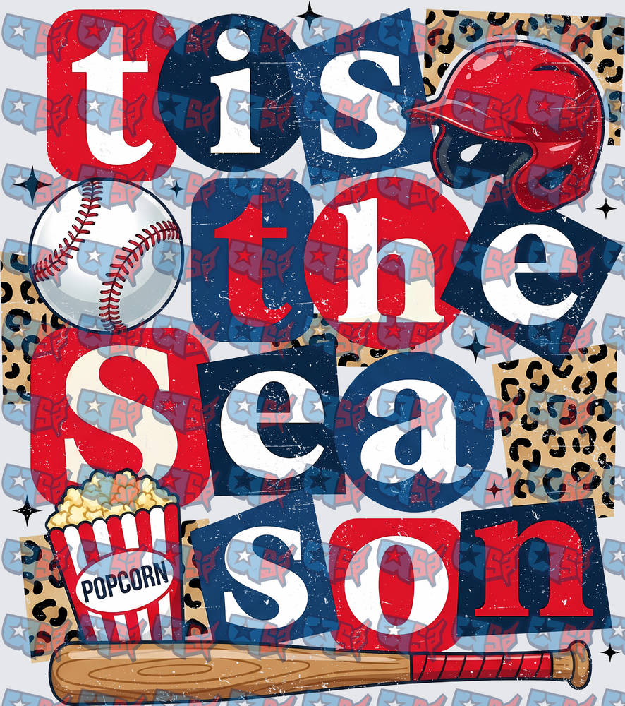 Tis The Season Baseball Leopard Distressed Graphic (DTF)