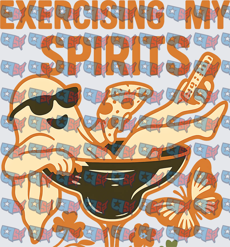 Exercising My Spirits Cool Ghost Pizza Margarita (DTF)