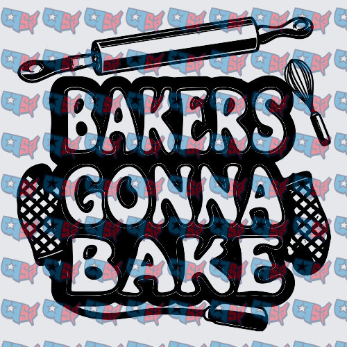 Bakers Gonna Bake Rolling Pin Whisk Oven Mitts (DTF)