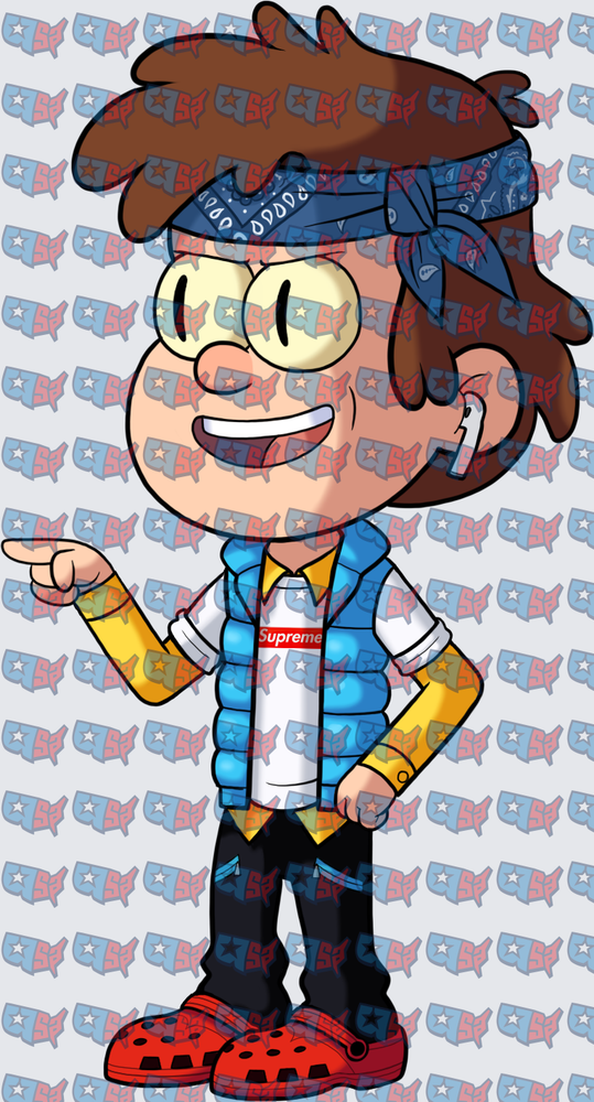 Cartoon Boy Streetwear Bandana Blue Vest Crocs (DTF)