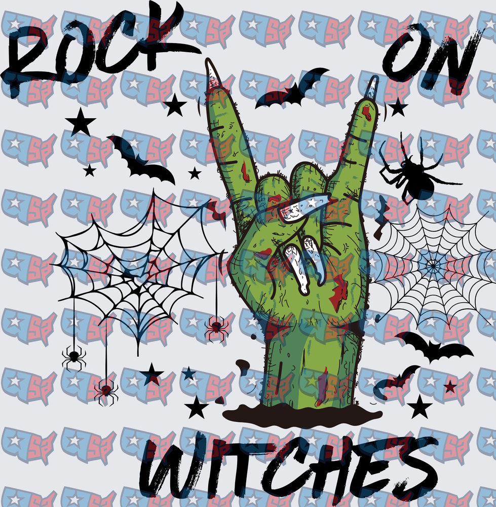 Rock On Witches Zombie Hand Halloween (DTF)