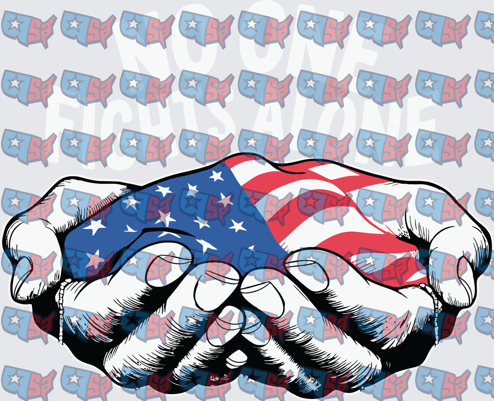 No One Fights Alone American Flag Fist Bump (DTF)