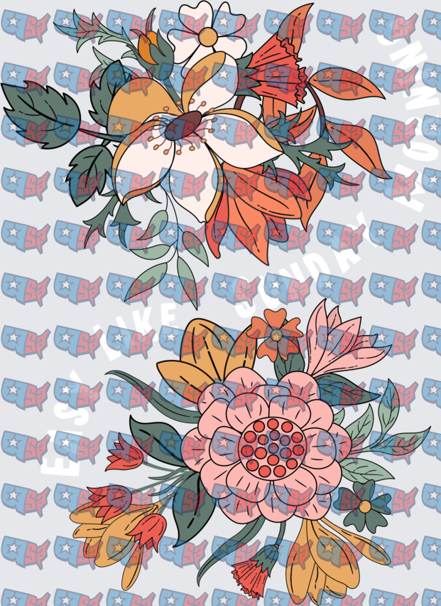 Boho Wildflower Floral Bouquet Duo (DTF)