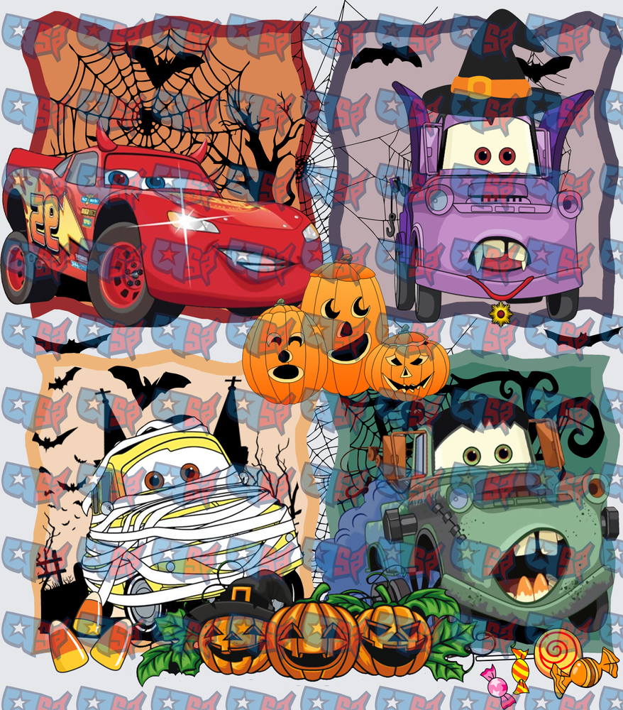 Halloween Cartoon Cars Mummy Vampire Witch Bundle (DTF)