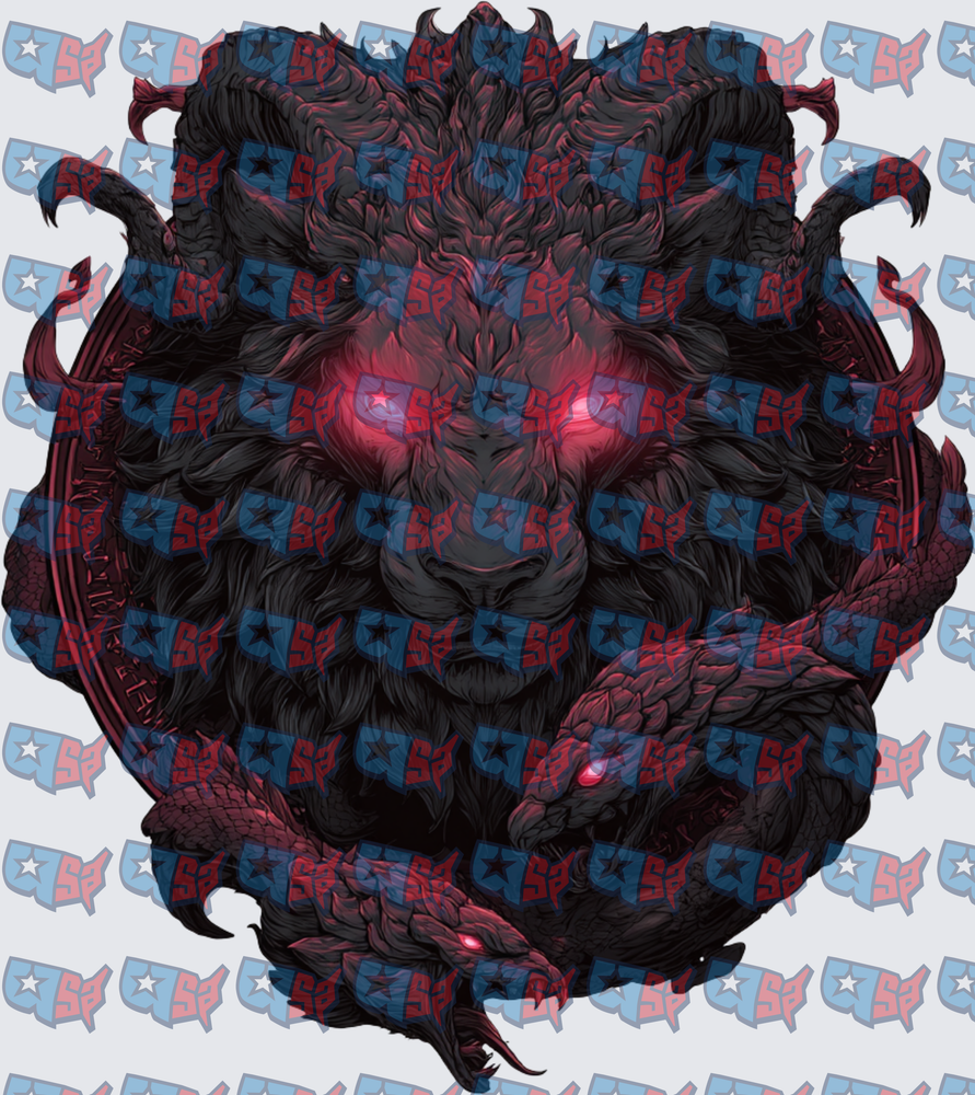 Dark Lion With Glowing Red Eyes And Serpent (DTF)