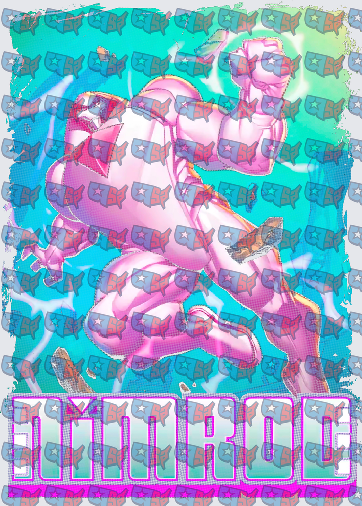 Metallic Pink Armored Fighter Teal Energy Blast (DTF)