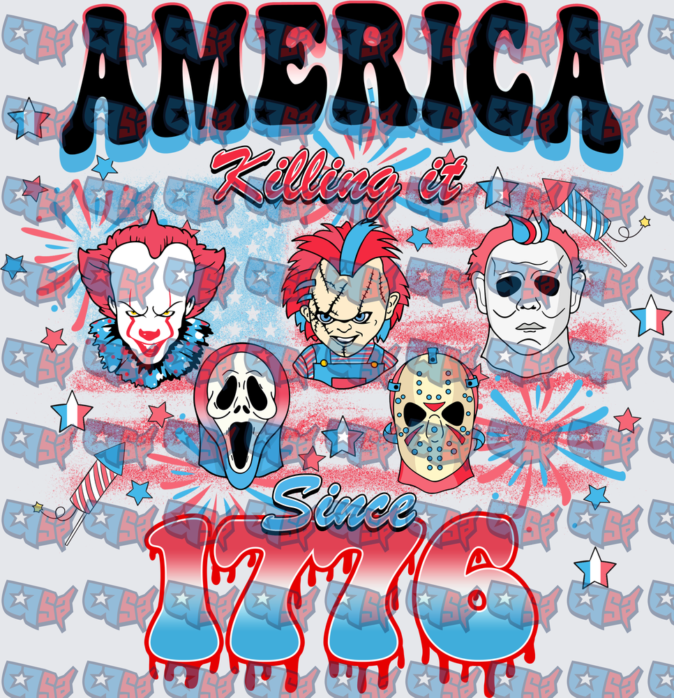 America Killing It Since 1776 Horror Icons Patriotic (DTF)