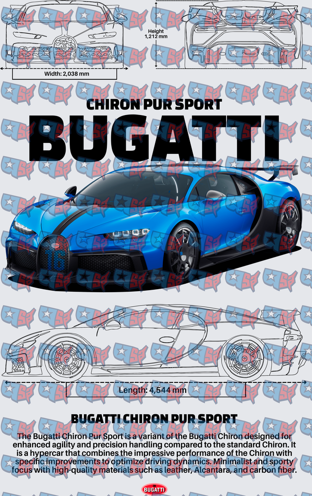Blue Hypercar Blueprint Specs Infographic Design (DTF)
