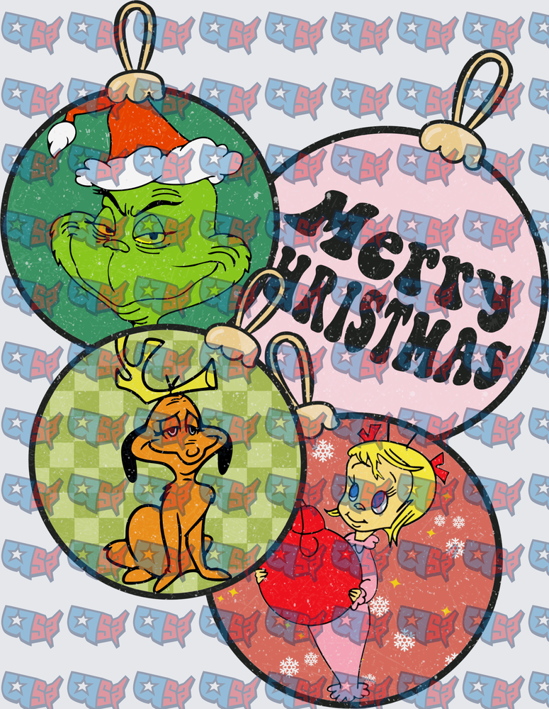 Grinch Max Cindy Lou Merry Christmas Ornaments (DTF)