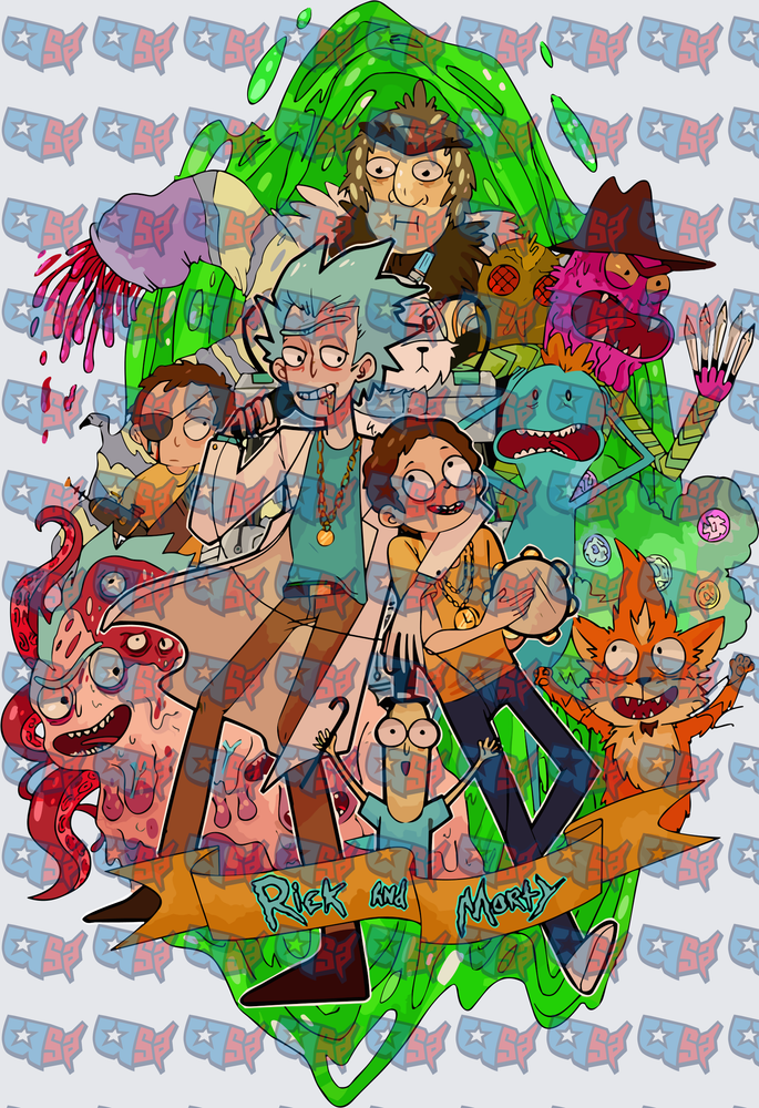 Crazy Scientist and Kid Portal Adventure Collage (DTF)