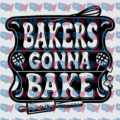 Bakers Gonna Bake Retro Baking Tools Design (DTF)