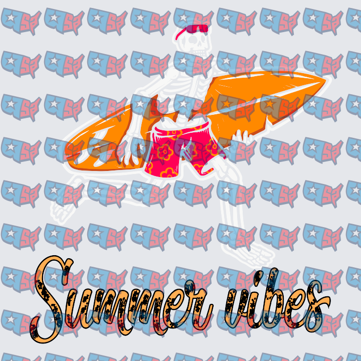 Skeleton Surfer Summer Vibes Floral Board Shorts (DTF)