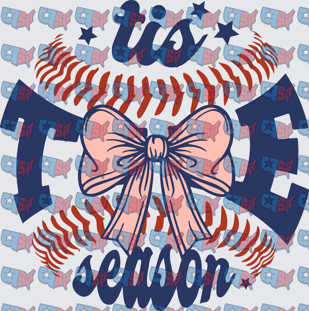 Tis The Season Baseball Coquette Bow (DTF)