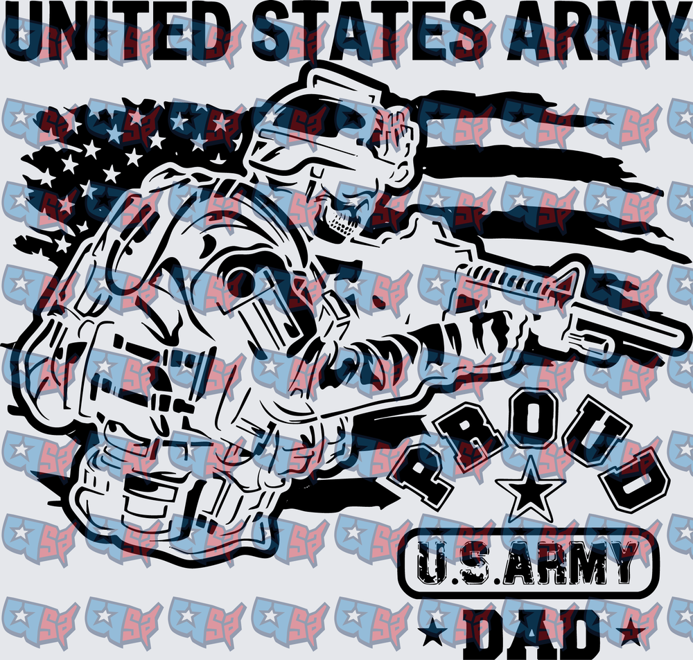 United States Army Proud Dad Skull Soldier Flag (DTF)