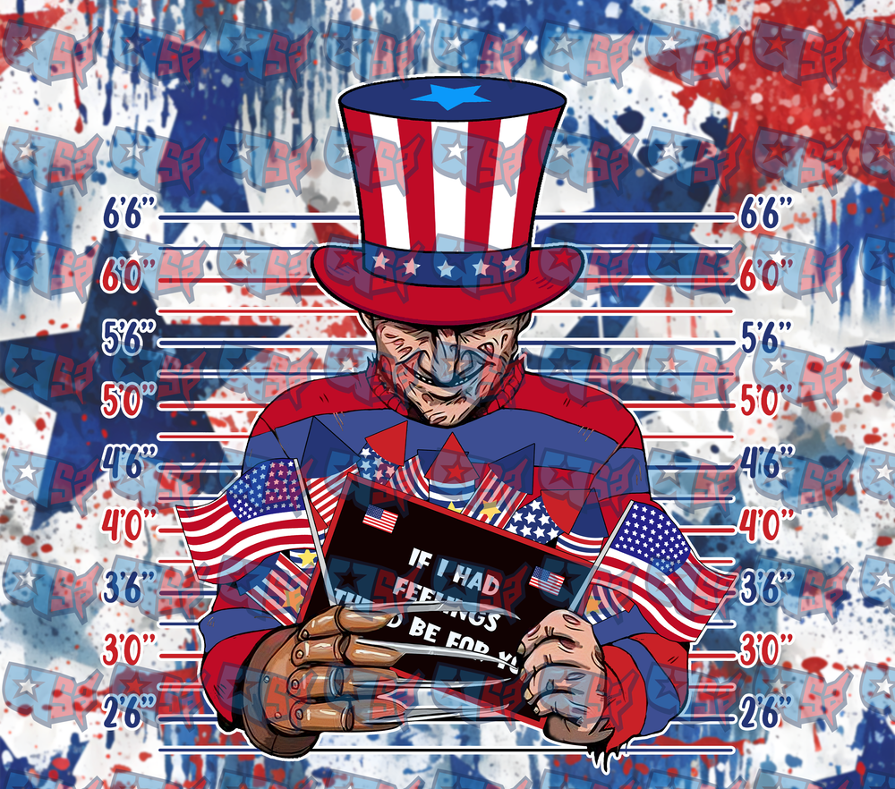 Freddy Krueger Uncle Sam Patriotic Mugshot (DTF)