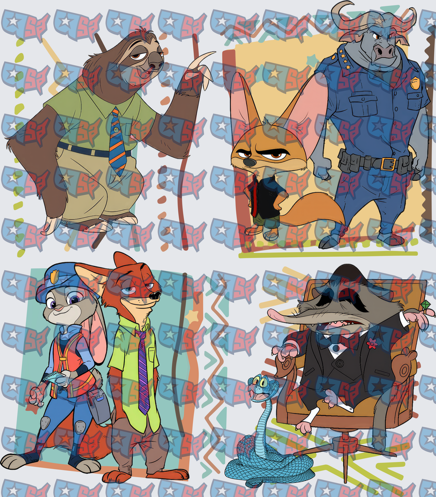 Zootopia Character Lineup Flash Sheet Four Panel (DTF)