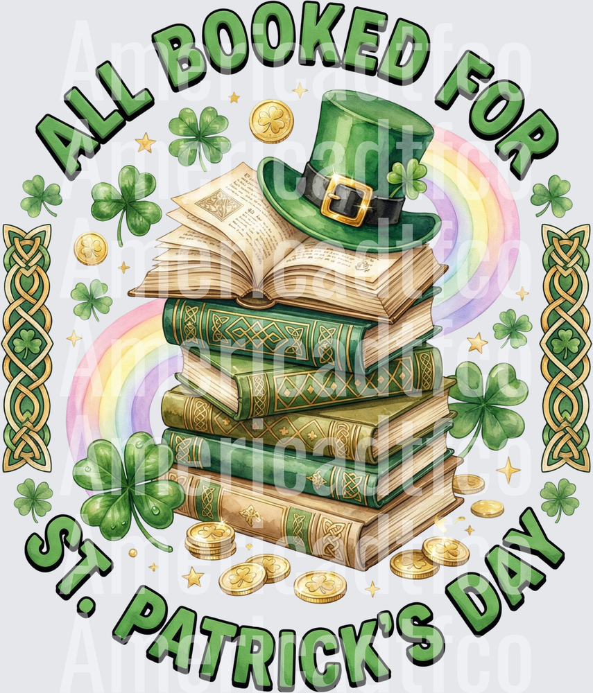 All Booked For St. Patrick's Day Stack of Books (DTF)