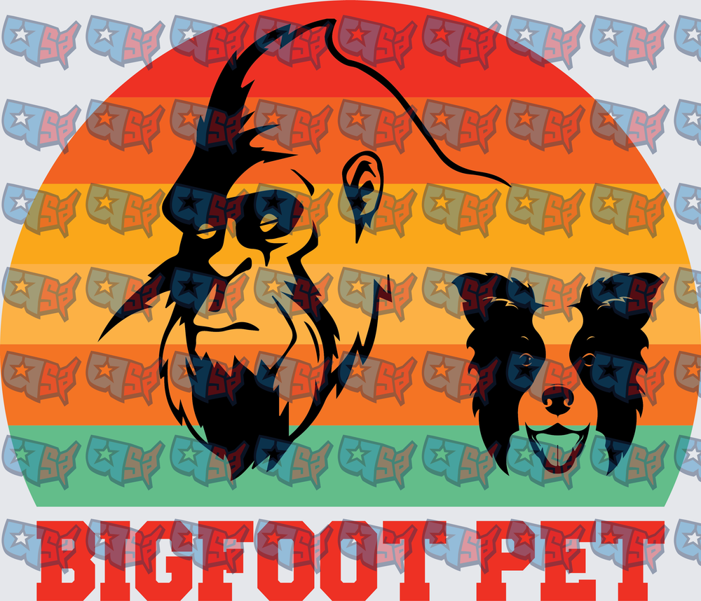 Bigfoot Pet Retro Sunset Sasquatch With Dog (DTF)
