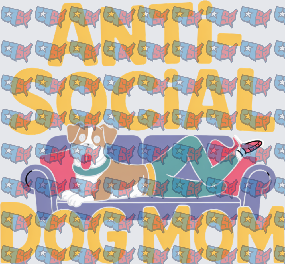 Anti-Social Dog Mom Cute Pup Lounging On Couch (DTF)