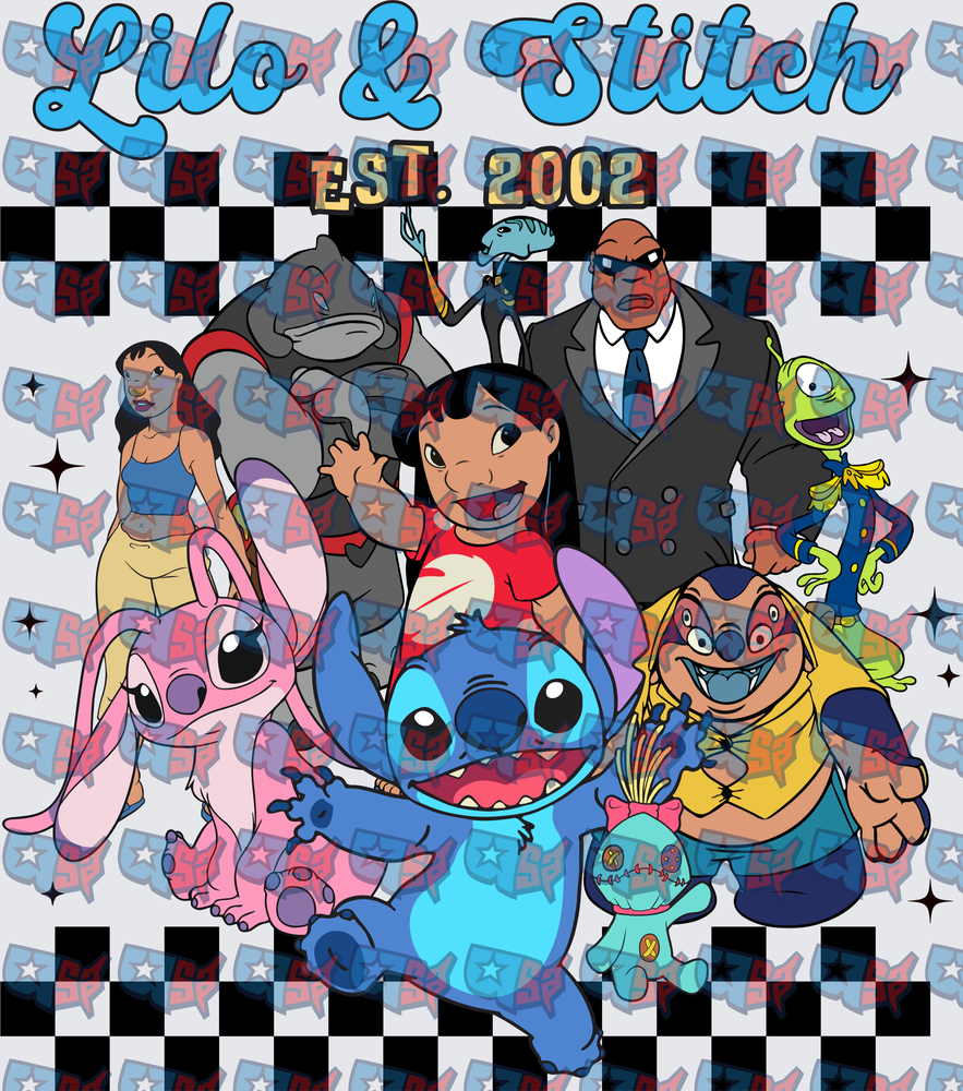Lilo & Stitch Est. 2002 Character Group Checkered (DTF)
