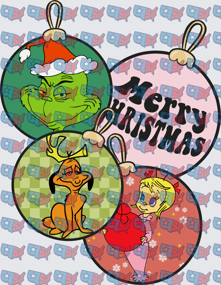 Grinch Max Cindy Lou Merry Christmas Ornaments (DTF)
