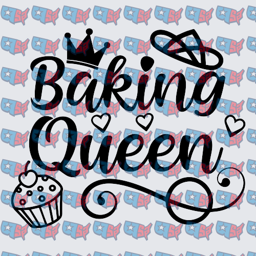 Baking Queen Crown Cupcake Script Design (DTF)