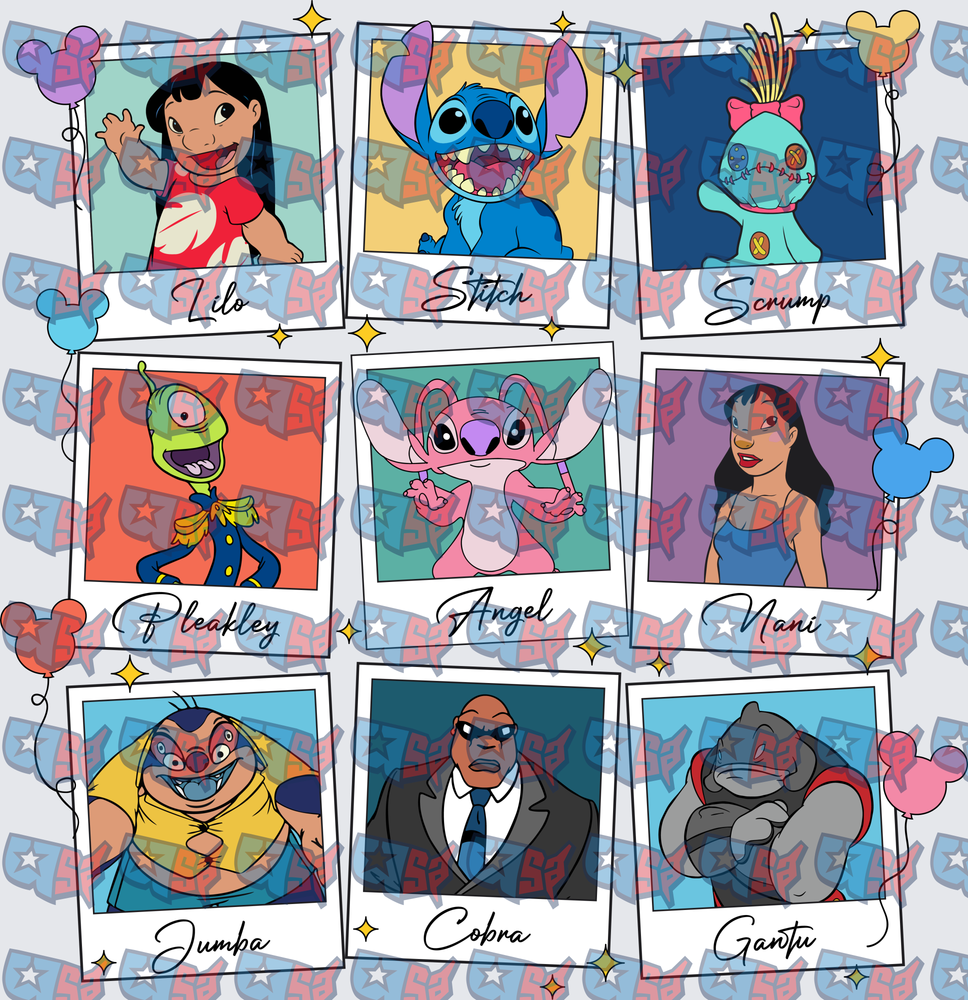 Lilo Stitch Character Polaroid Photo Collage (DTF)