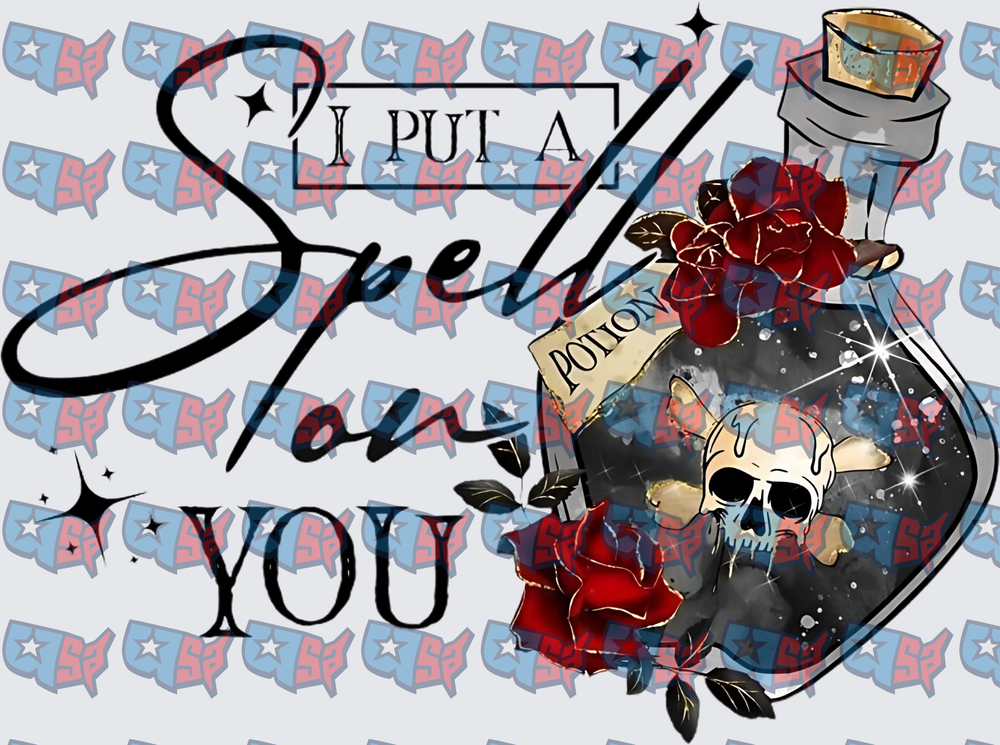 I Put A Spell On You Poison Bottle Skull Roses (DTF)