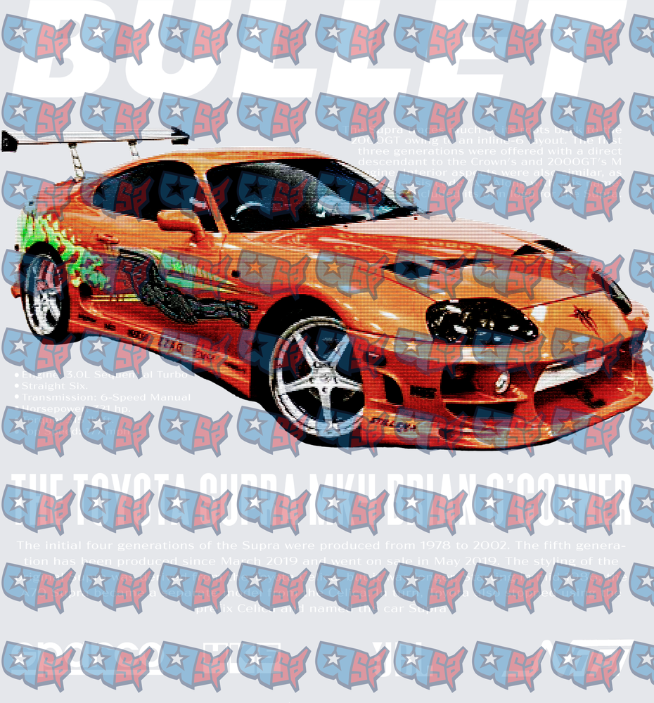 Orange Supra MK4 Fast Furious Brian O'Conner Car (DTF)