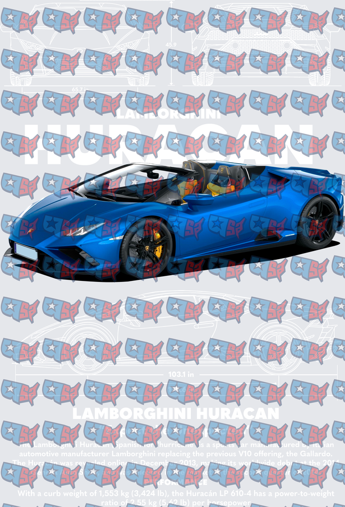 Blue Italian Supercar Convertible Specs Infographic (DTF)