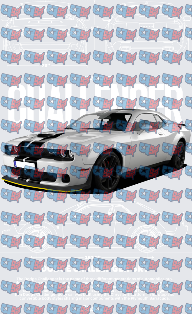 White Muscle Car SRT Racing Stripes (DTF)