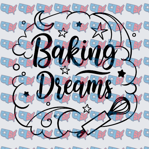 Baking Dreams Whisk Rolling Pin Script Design (DTF)