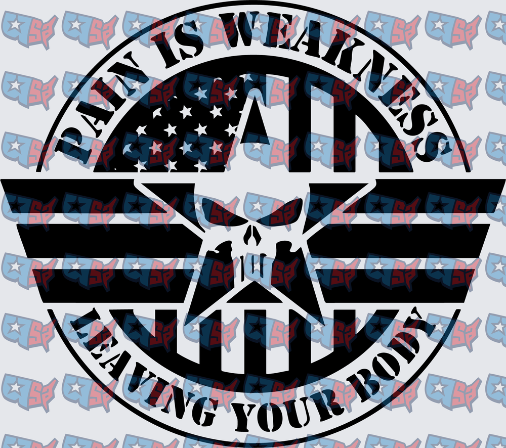 Pain Is Weakness Leaving Your Body Skull Flag Circle (DTF)