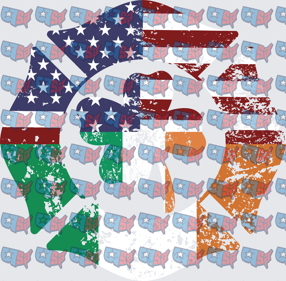 American Irish Flag Eagle Distressed Patriotic Design (DTF)