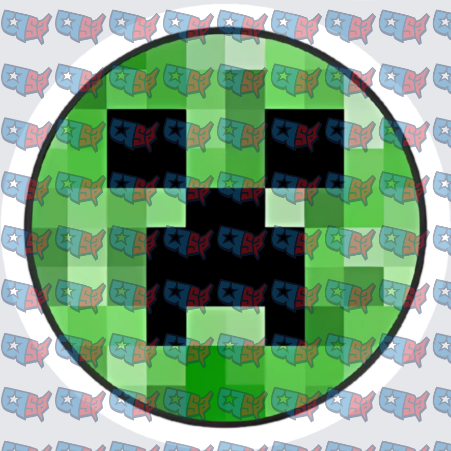 Pixelated Green Creeper Face Circle Patch (DTF)