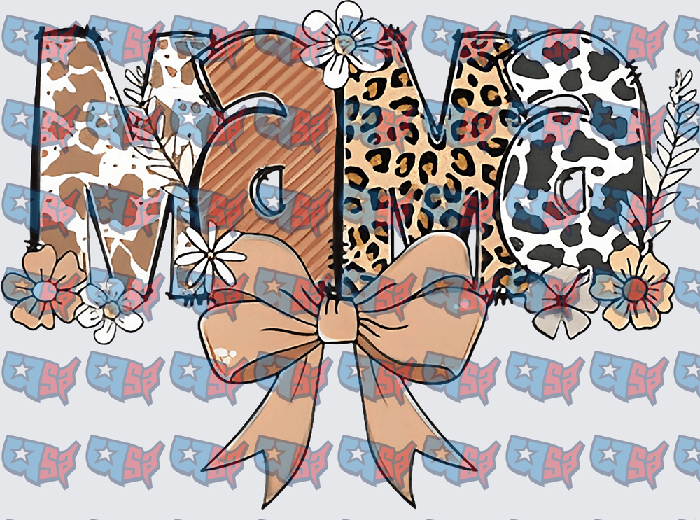Mama Mixed Pattern Floral Bow Western Letters (DTF)