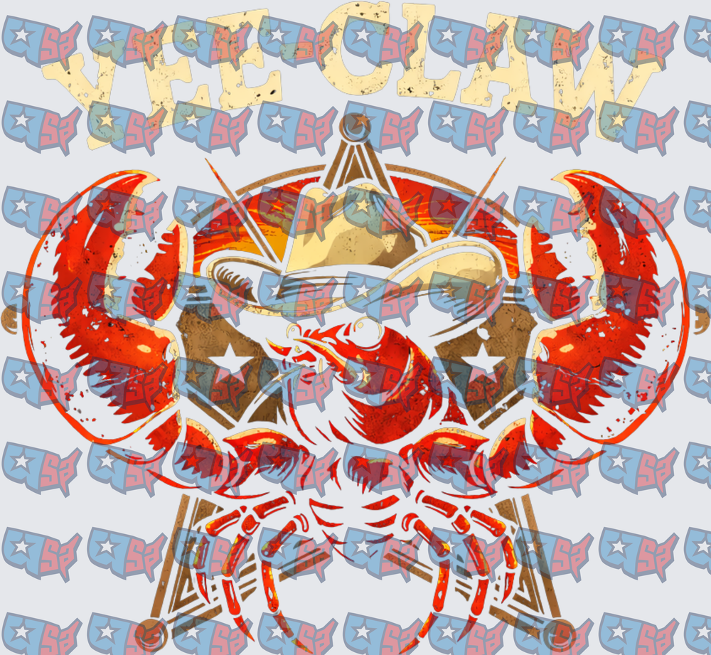 Yee Claw Cowboy Crab Claws Distressed Design (DTF)