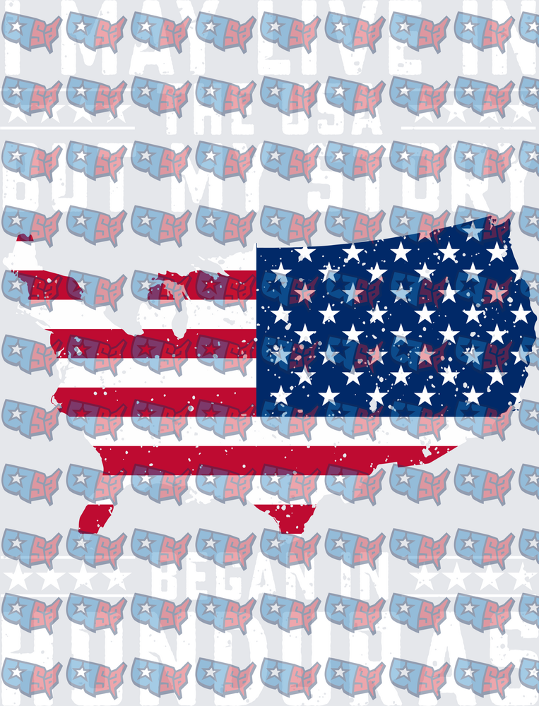 USA Map American Flag Stars Stripes Patriotic (DTF)