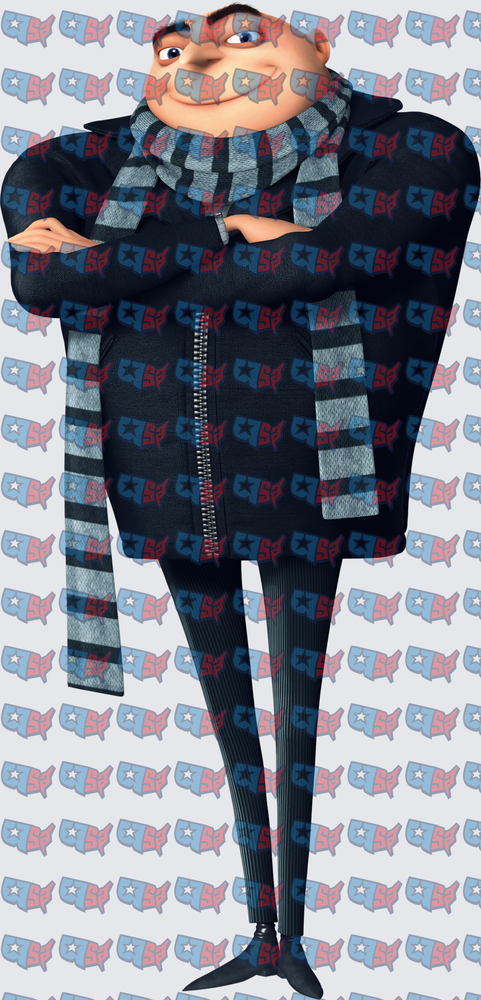 Bald Villain Supervillain With Striped Scarf Full Body (DTF)