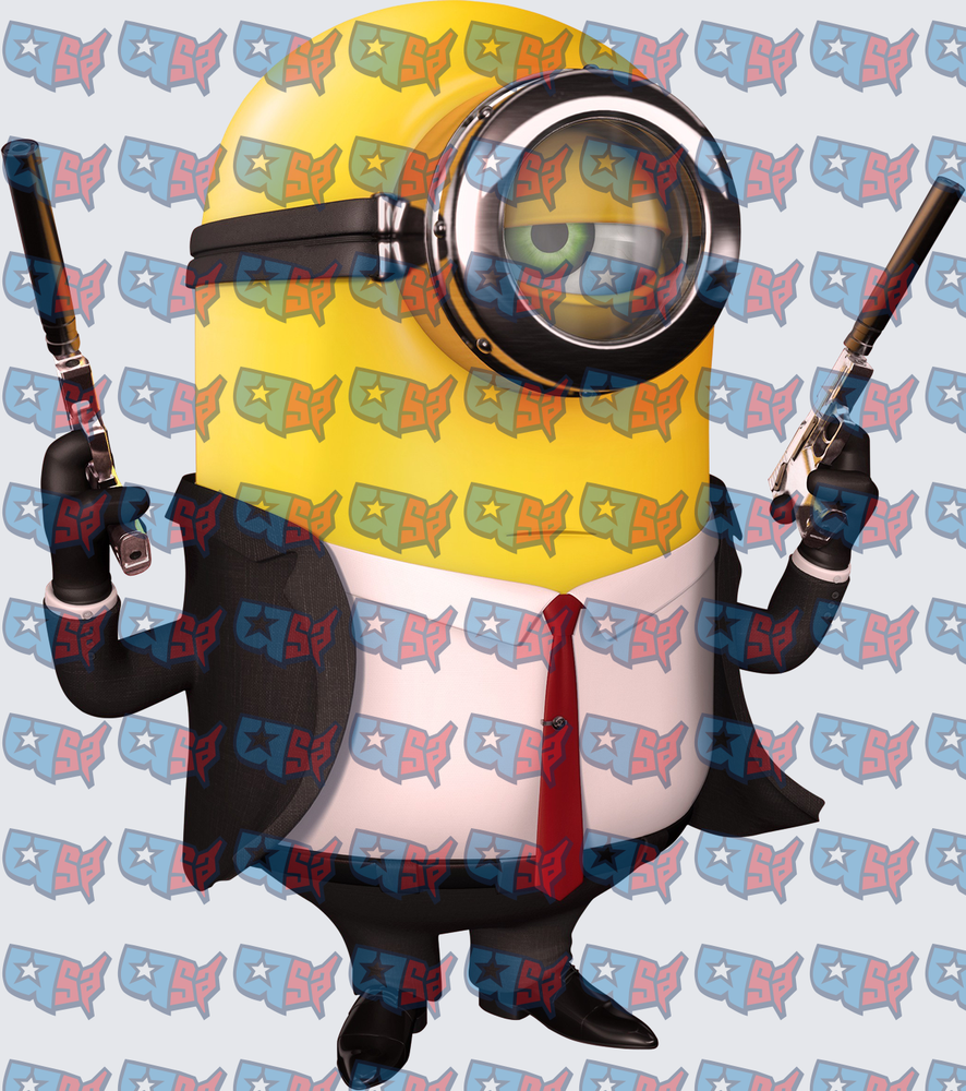 One-Eyed Yellow Minion Agent Dual Wielding Guns (DTF)
