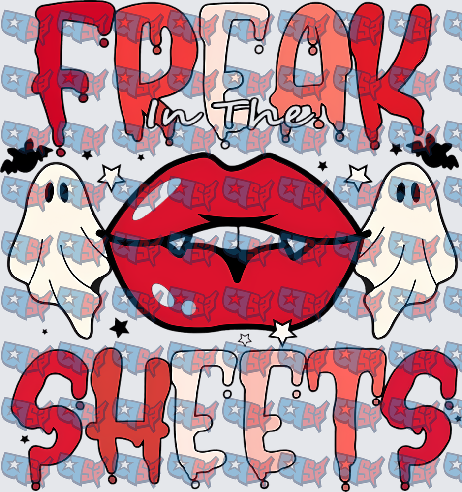 Freak In The Sheets Halloween Ghost Lips Design (DTF)
