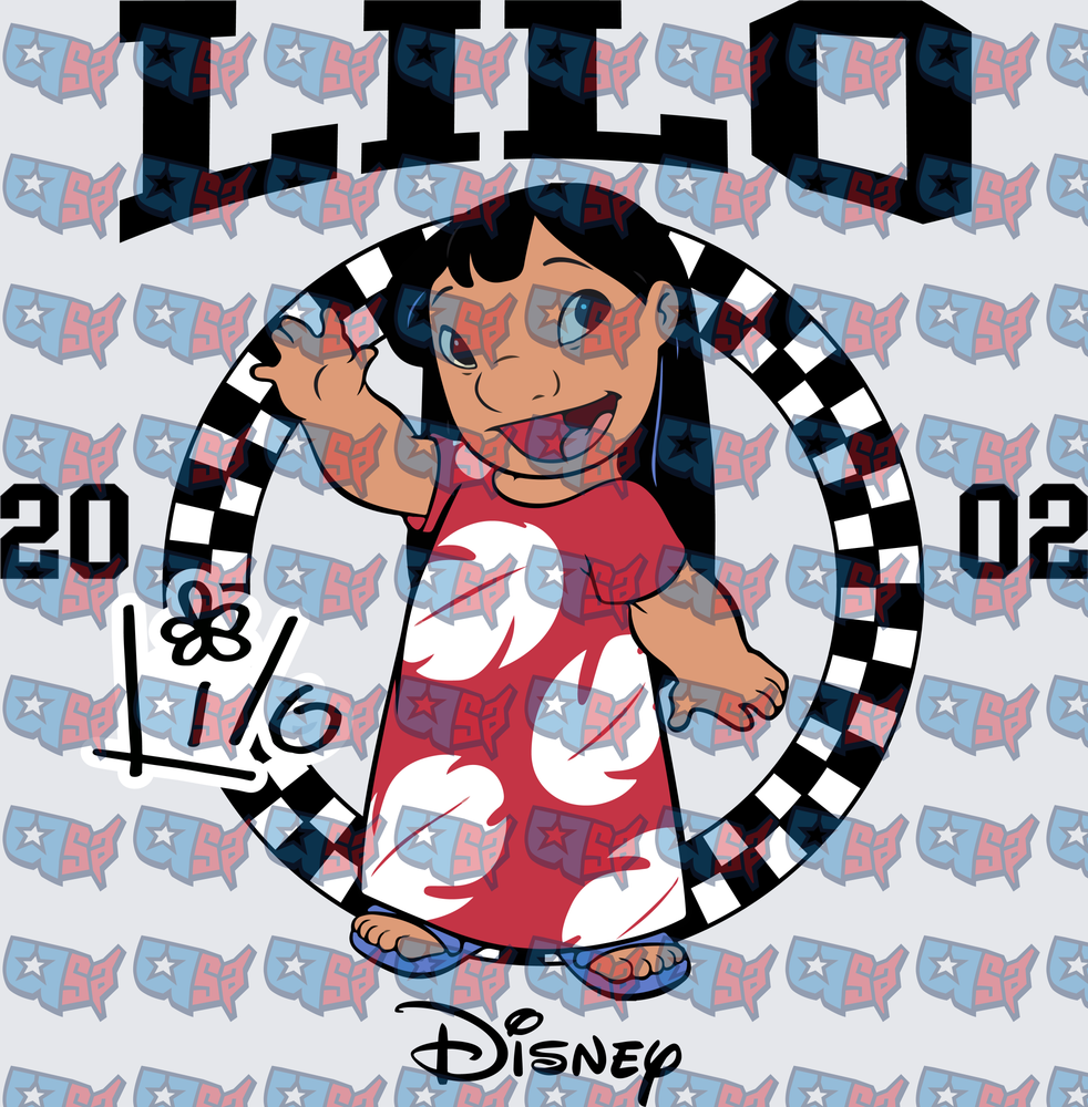 Lilo 2002 Checkered Circle Hawaiian Girl (DTF)