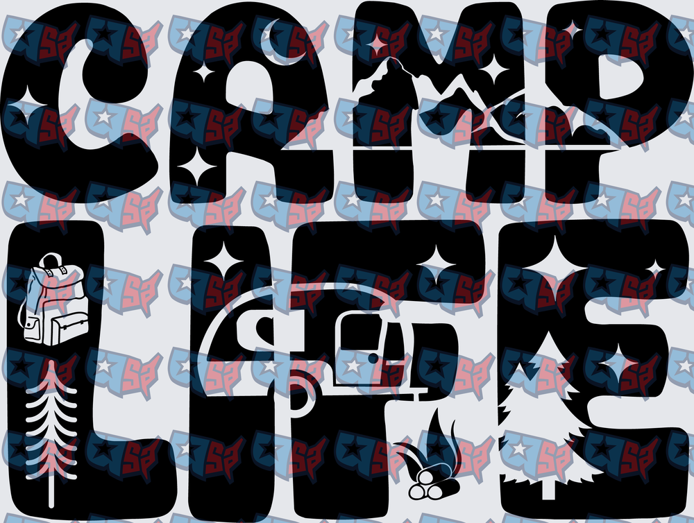 Camp Life Outdoor Adventure Lettering Design (DTF)