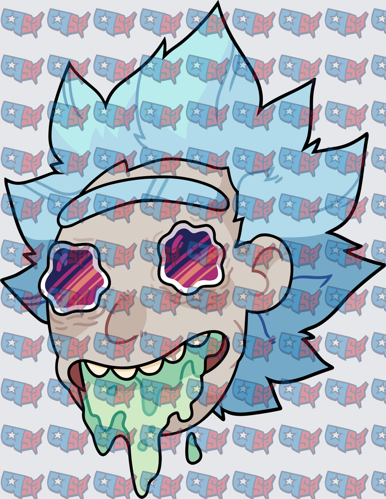 Trippy Mad Scientist Face Green Drool (DTF)
