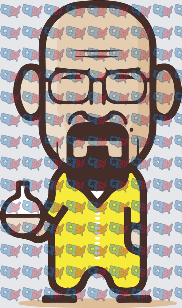Bald Glasses Goatee Man Yellow Hazmat Suit Chibi (DTF)