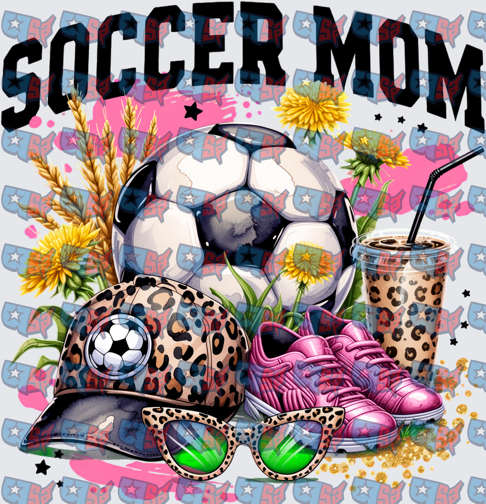 Soccer Mom Leopard Print Ball Floral Design (DTF)