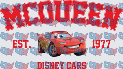 McQueen Racing Car Est 1977 Disney Cars (DTF)